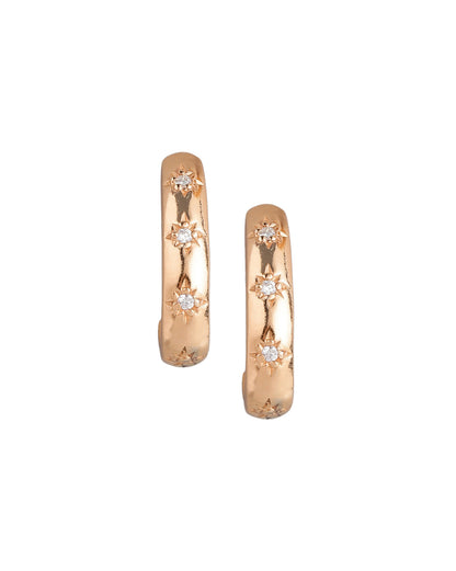 925 Sterling Silver 18kt Rose Gold Plated CZ Half Hoop Earring