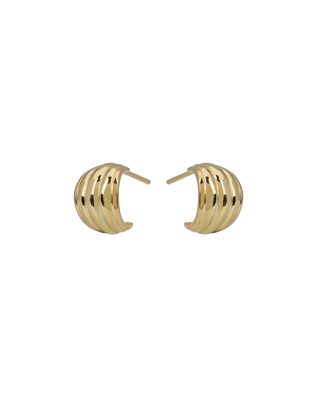 18Kt Gold-Plated Curved Textured Half Hoop Earrings