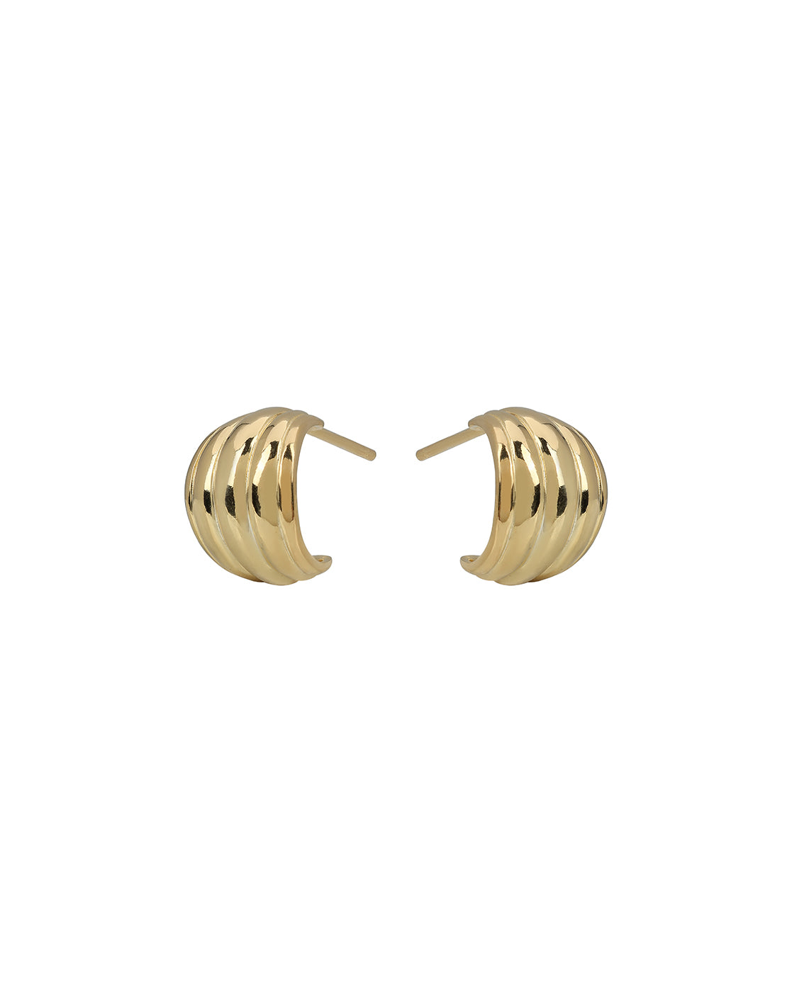 18Kt Gold-Plated Curved Textured Half Hoop Earrings