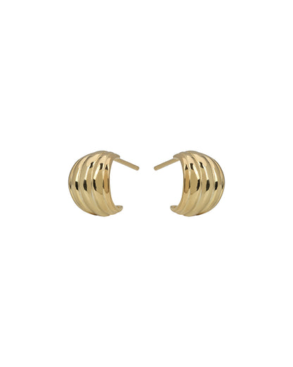 18Kt Gold-Plated Curved Textured Half Hoop Earrings