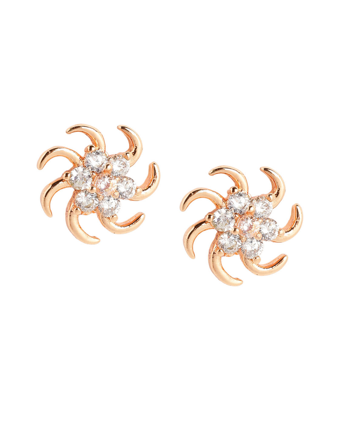 Rose Gold Plated CZ Sparkle Swirl Bold Stud Earring