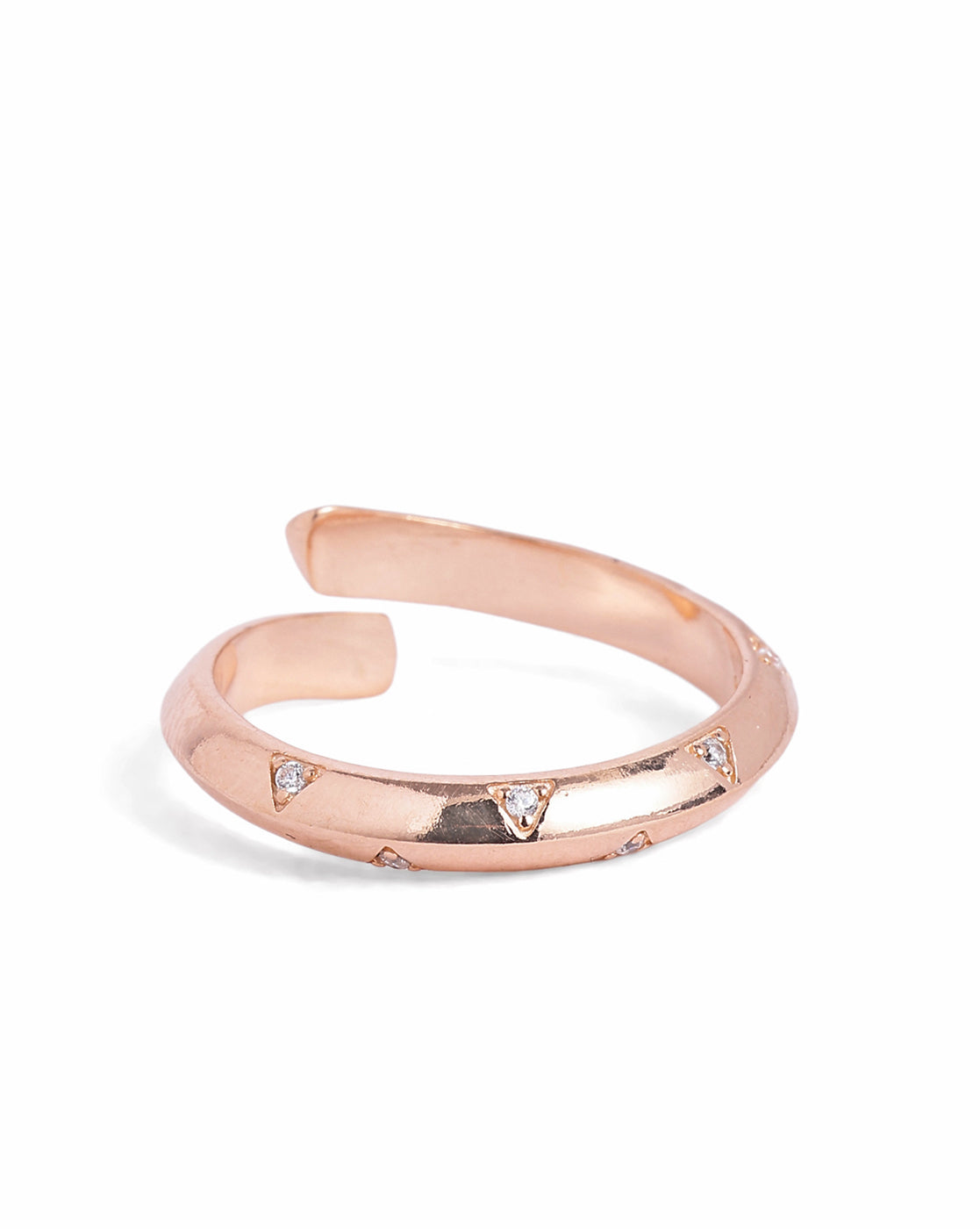 18kt Rose Gold Plated Fashionable CZ Adjustable Ring
