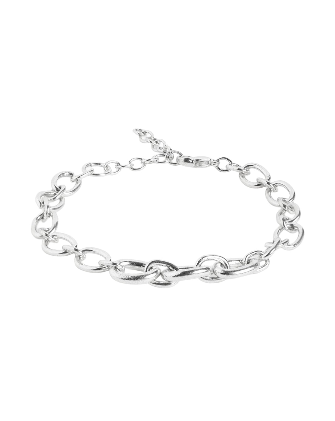 Men Silver Plated Link Adjustable Bracelet