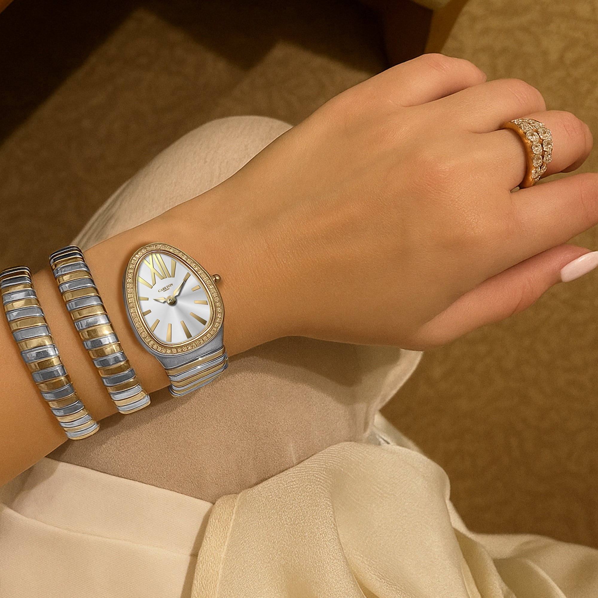 Carlton London Charmer Women Silver Stainless Steel Analog Watch - CLW-SNK-A2GL