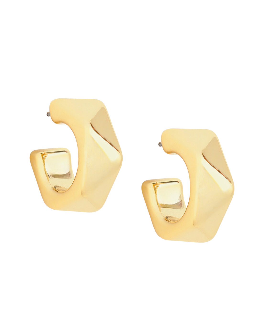 Gold-Plated Bold Geometric Half Hoop Earrings
