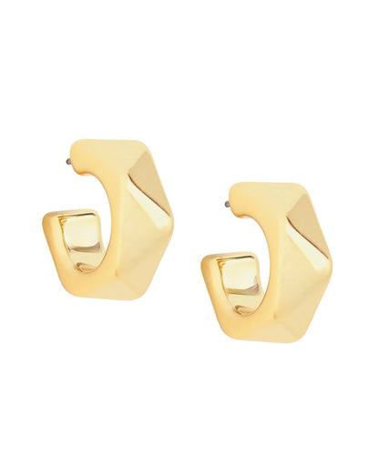 Gold-Plated Bold Geometric Half Hoop Earrings