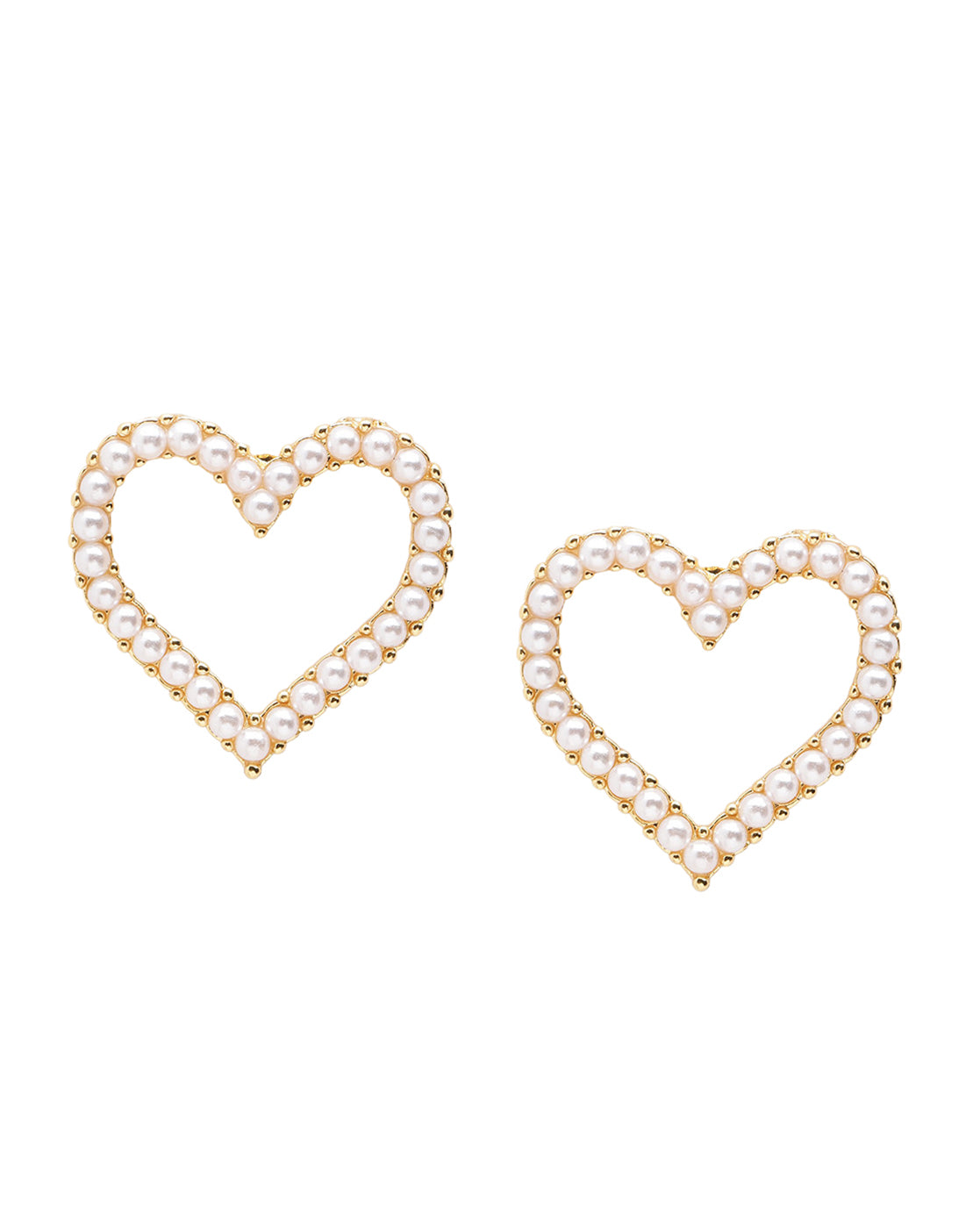 18kt Gold Plated Heart with Mini Pearl Stud Earring