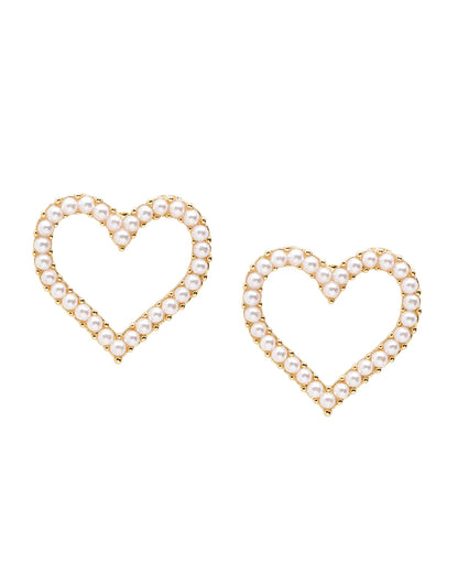 18kt Gold Plated Heart with Mini Pearl Stud Earring