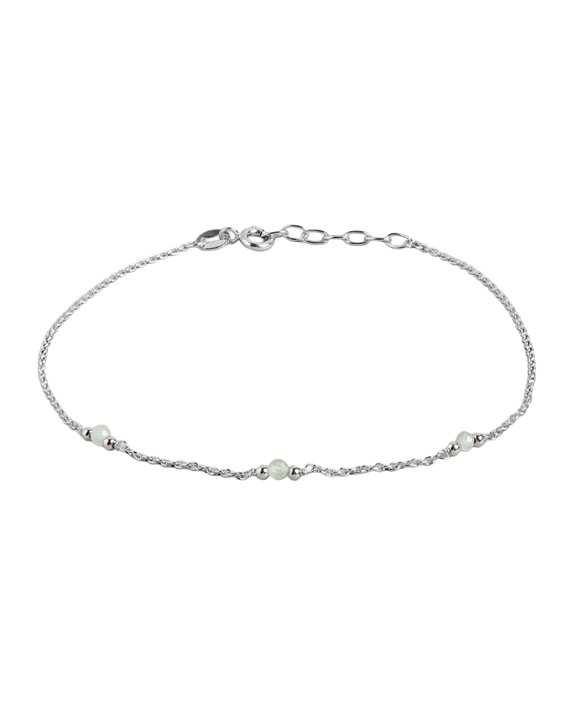 925 Sterling Silver Rhodium-Plated Emerald Studded  Anklet