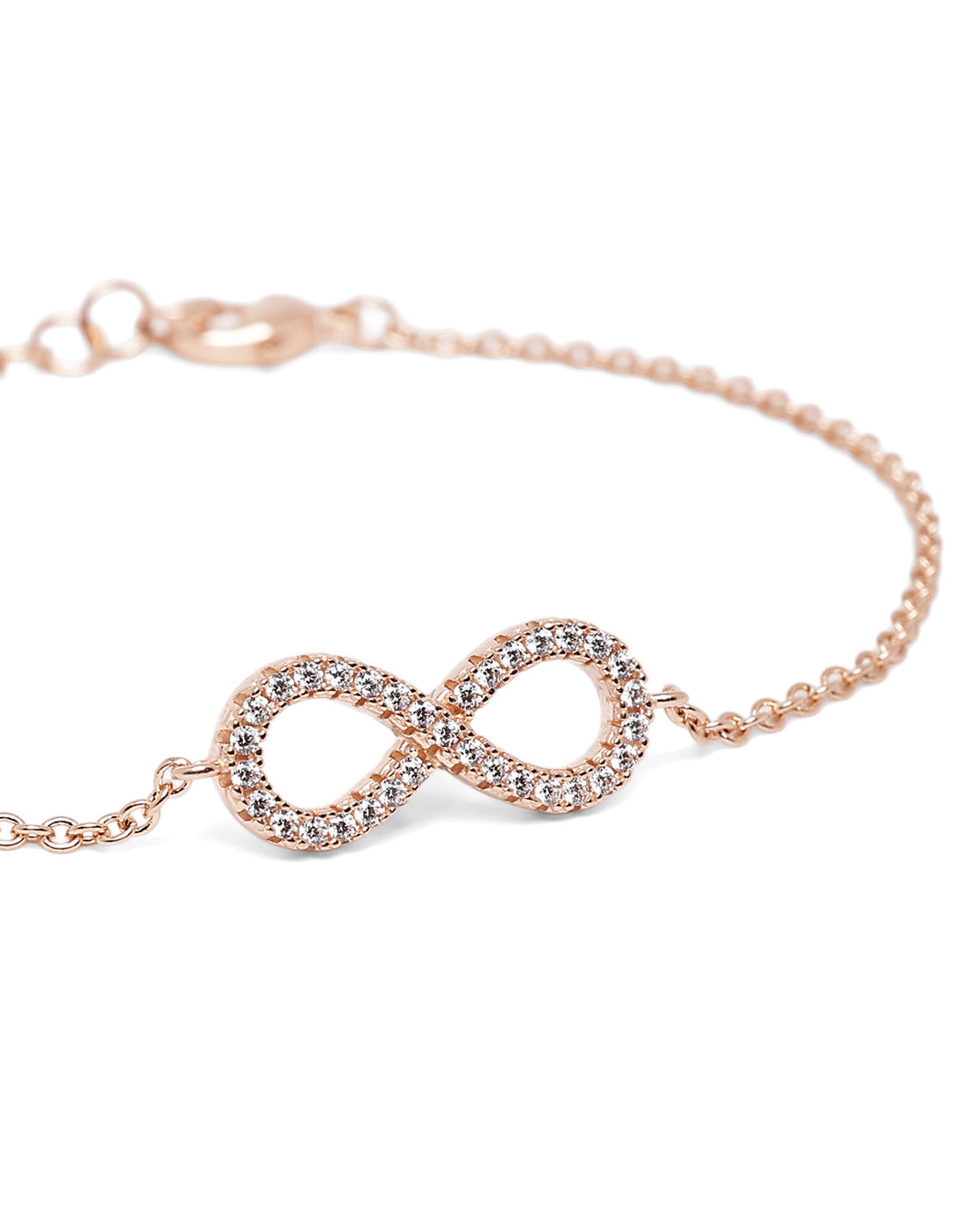 18kt Rose Gold Plated CZ Infinity  Charm Bracelet
