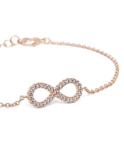 18kt Rose Gold Plated CZ Infinity  Charm Bracelet