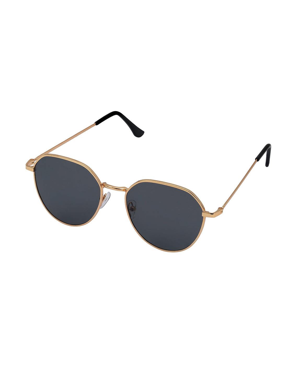 Women Gold and Black Toned Black UV Protected Lens Rectangle Sunglasses
