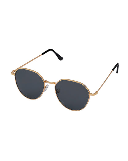 Women Gold and Black Toned Black UV Protected Lens Rectangle Sunglasses
