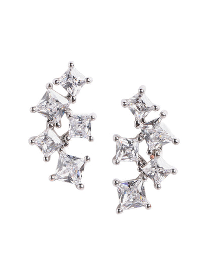 Silver Plated Dainty Sparkling CZ Studs