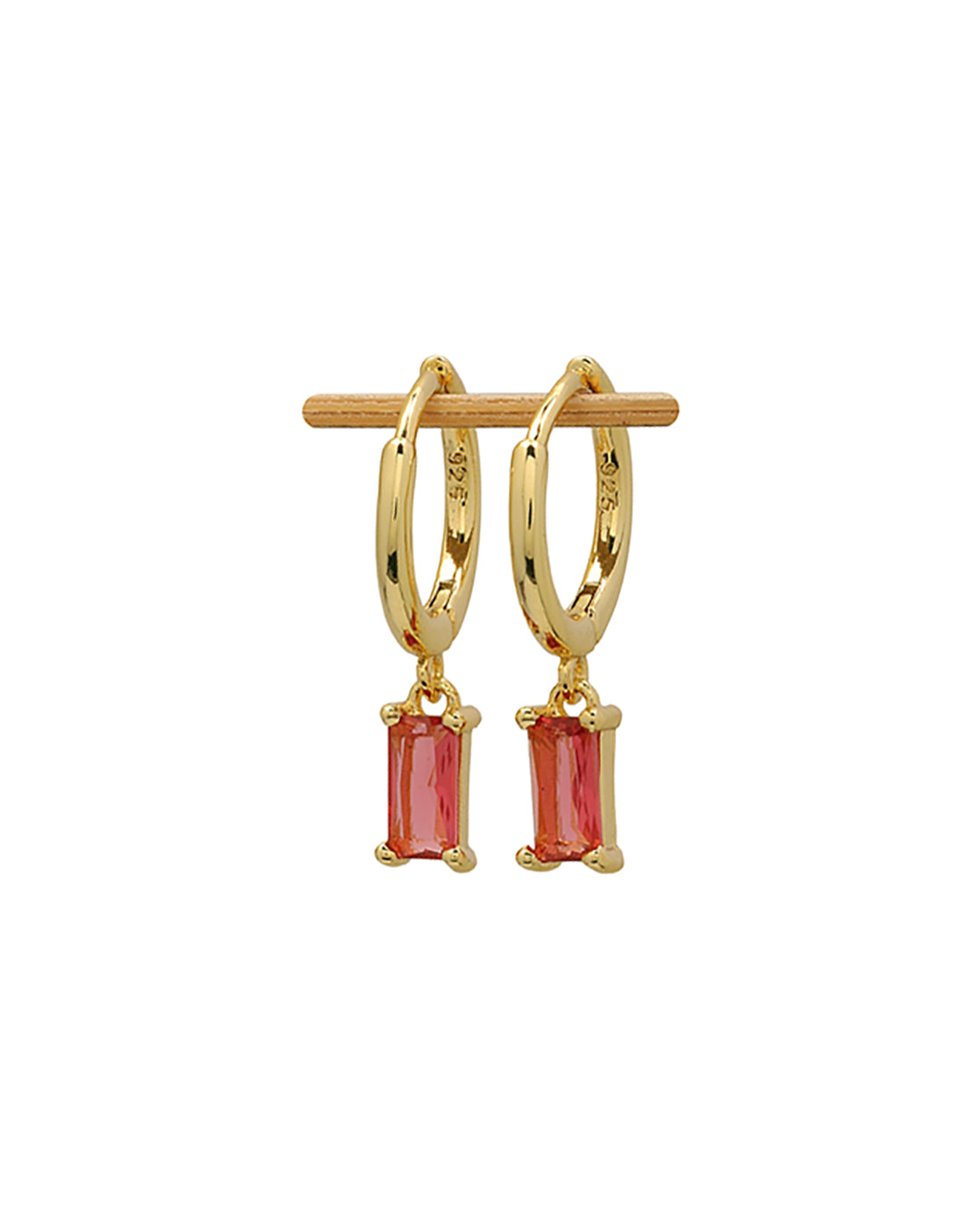 Gold Plated Dangling Solitaire Mini Hoop Earring