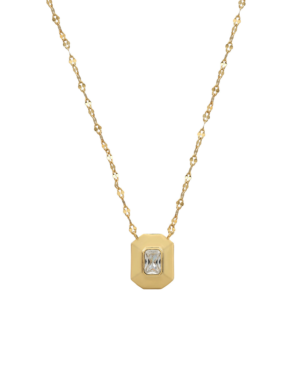 18kt Gold Plated CZ Geometric Pendant and Chain