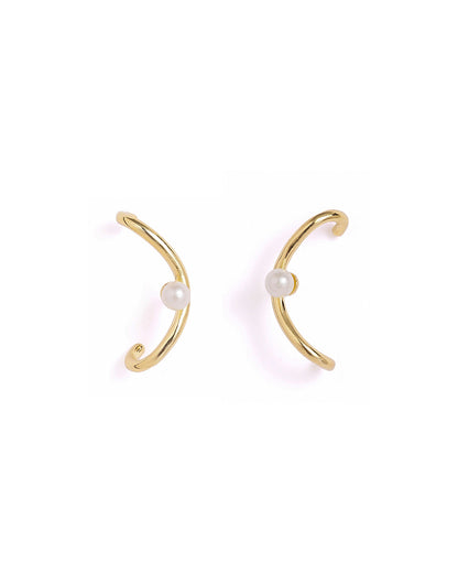 18kt Gold Plated Contemporary Pearl Ear Cuff Earring
