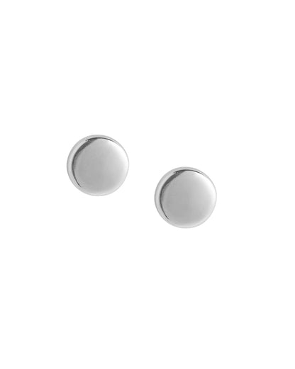 Men Rhodium Plated Circular Stud Earring