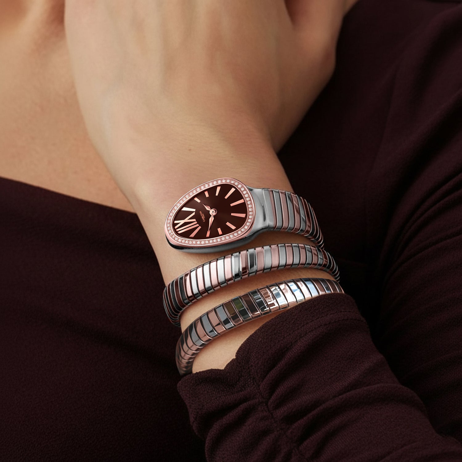 Carlton London Charmer Women Brown Stainless Steel Analog Watch - CLW-SNK-A4BR