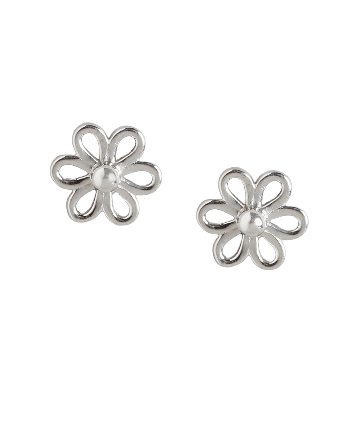 925 Sterling Silver Rhodium Plated Floral Petite Stud Earring
