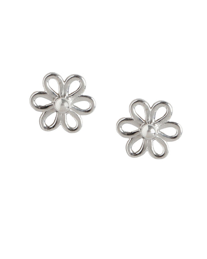 925 Sterling Silver Rhodium Plated Floral Petite Stud Earring