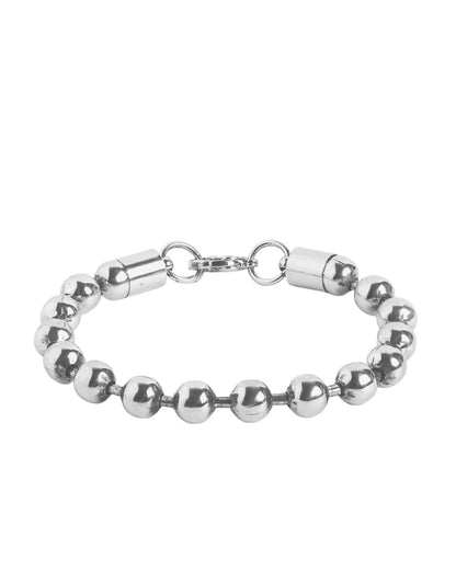 Men Silver Plated Metal Ball Link Bracelet