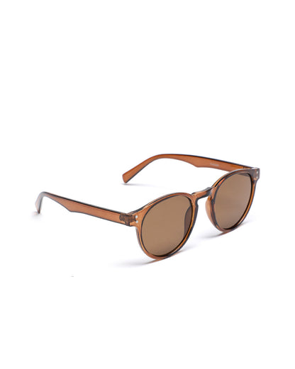 Unisex Brown Toned Brown UV Protected Lens Oval Sunglasses