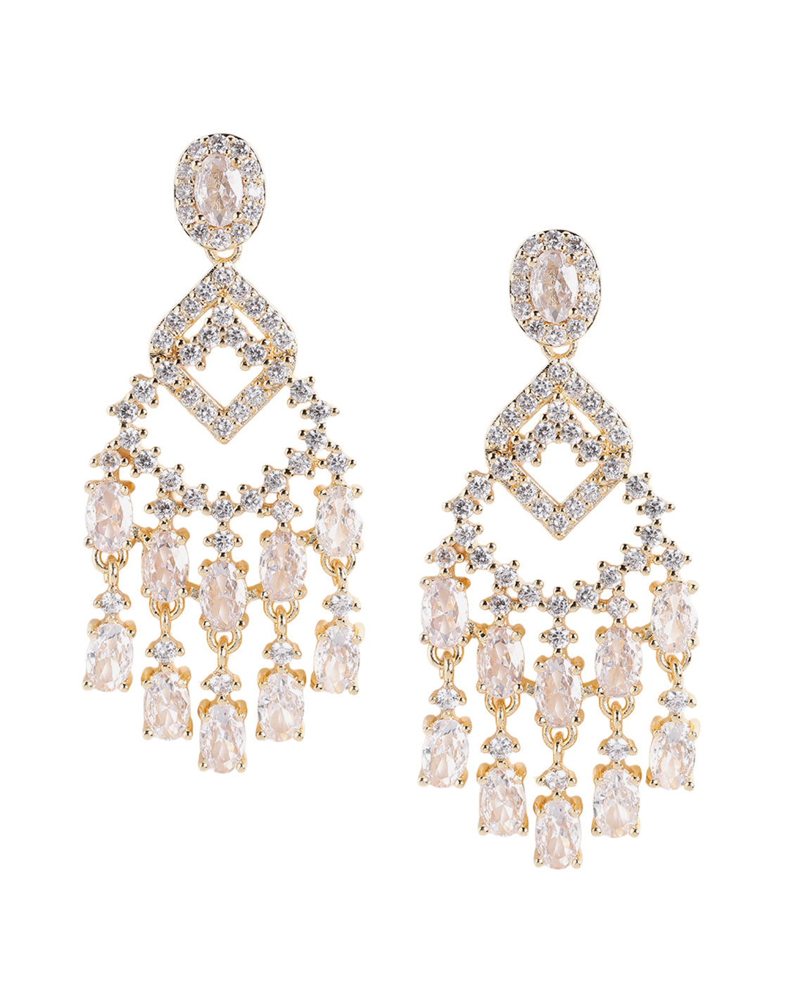 Premium Gold Plated CZ Studded Chandelier Drop Earring