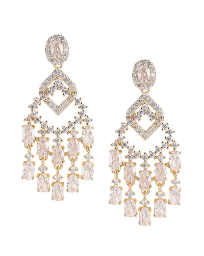 Premium Gold Plated CZ Studded Chandelier Drop Earring