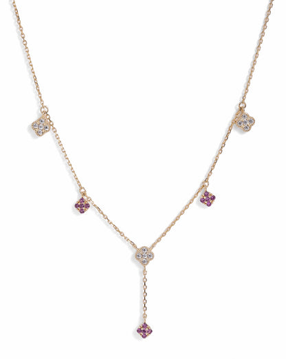 18kt Gold Plated Amethyst 4-clover Y-Necklace Lariat