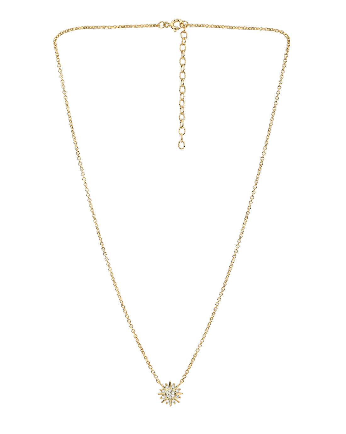 18kt Gold Plated CZ Glam Star Burst Pendant with Chain