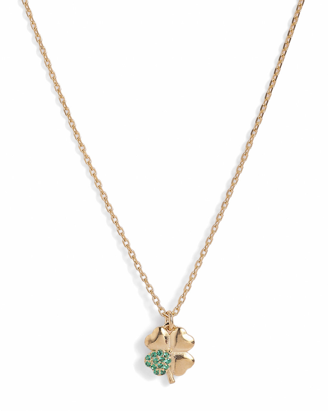 18kt Gold Plated CZ Four Clover Pendant and Chain Necklace