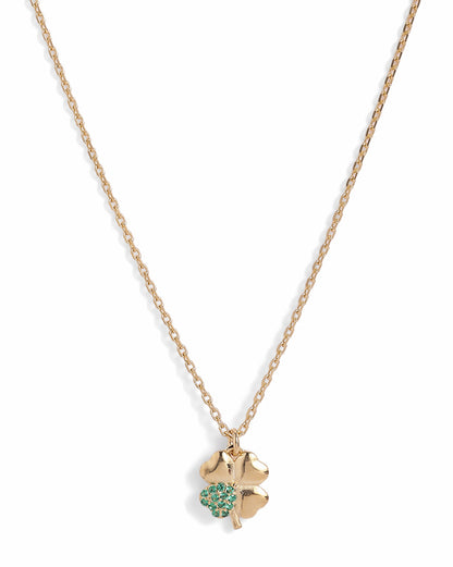 18kt Gold Plated CZ Four Clover Pendant and Chain Necklace