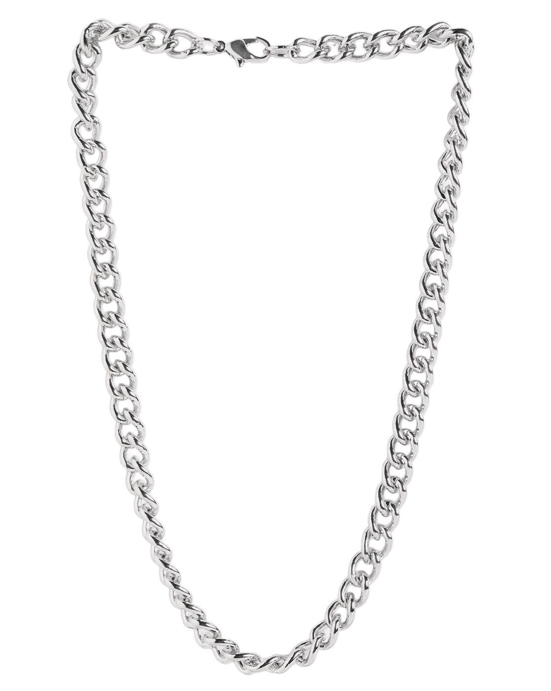 Men Silver Plated Cuban Link Chain Necklace