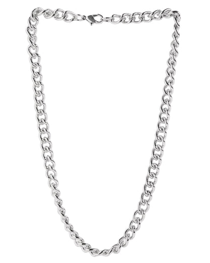 Men Silver Plated Cuban Link Chain Necklace