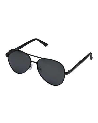 Unisex Black Toned Black Polarised Lens Aviator Sunglasses