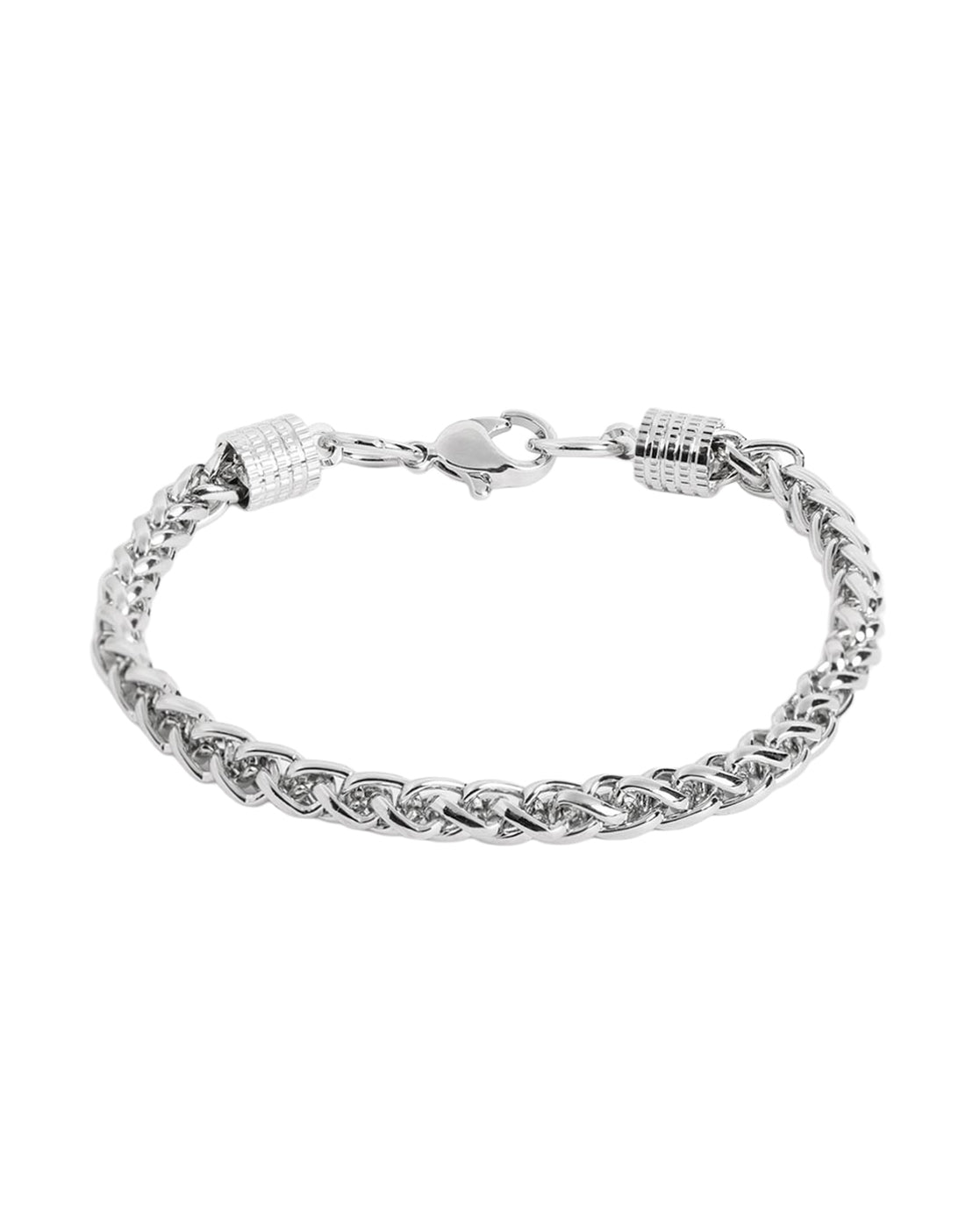 Men Silver Plated Wheat Link Chain Bracelet