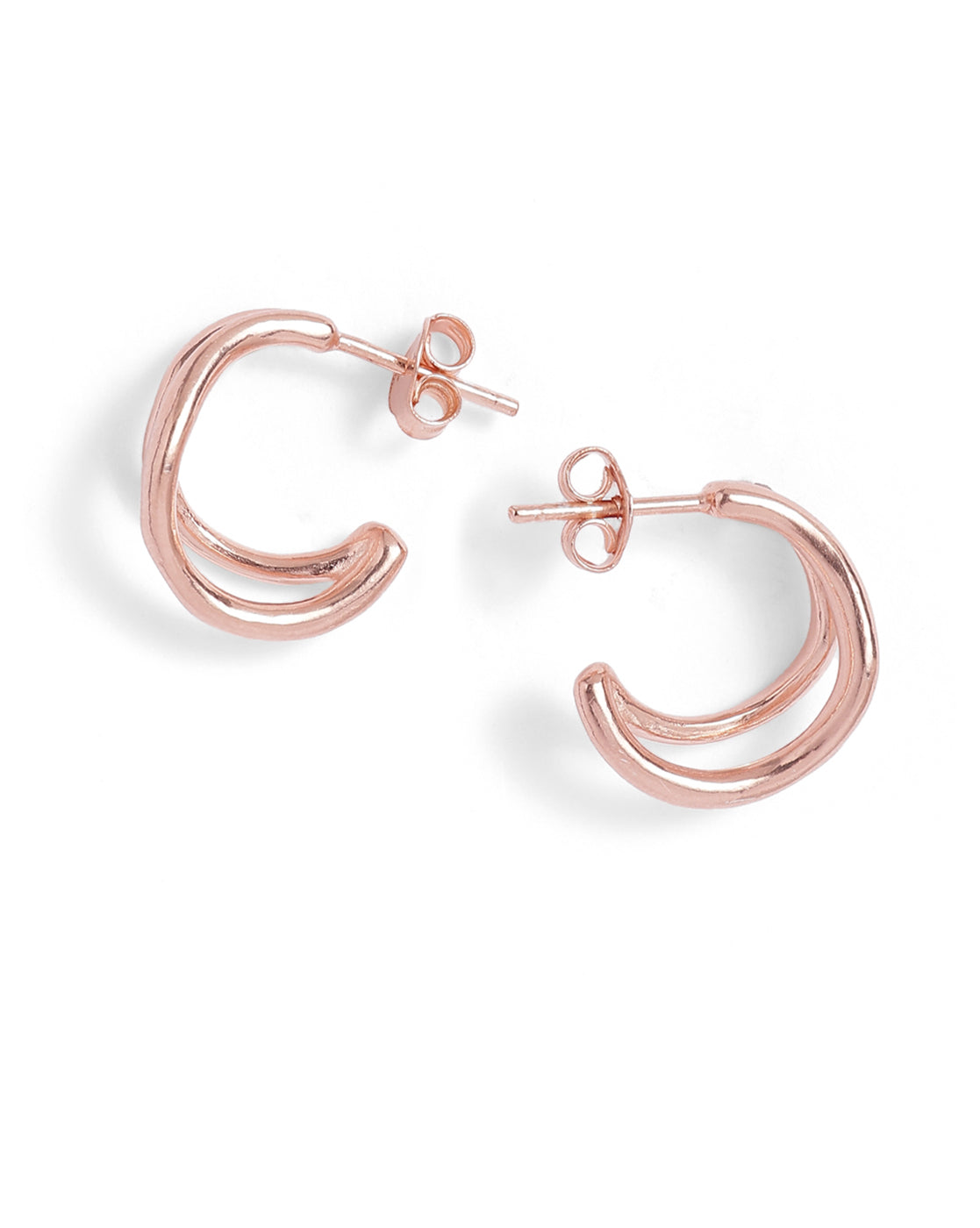 18kt Rose Gold Plated Curved Half Hoop Earring