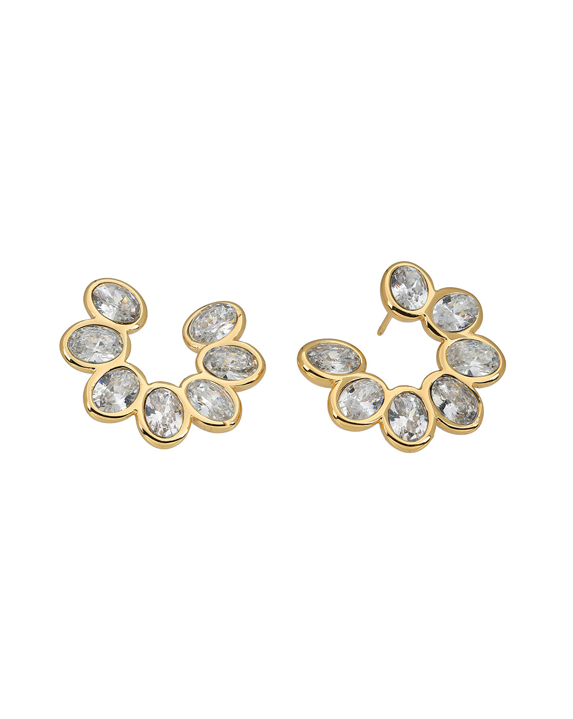 Gold Plated Contemporary Cluster Bold CZ Stud