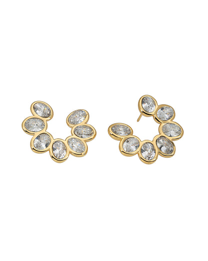 Gold Plated Contemporary Cluster Bold CZ Stud