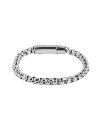 Men Silver Plated Rolo Square Chain Link Bracelet