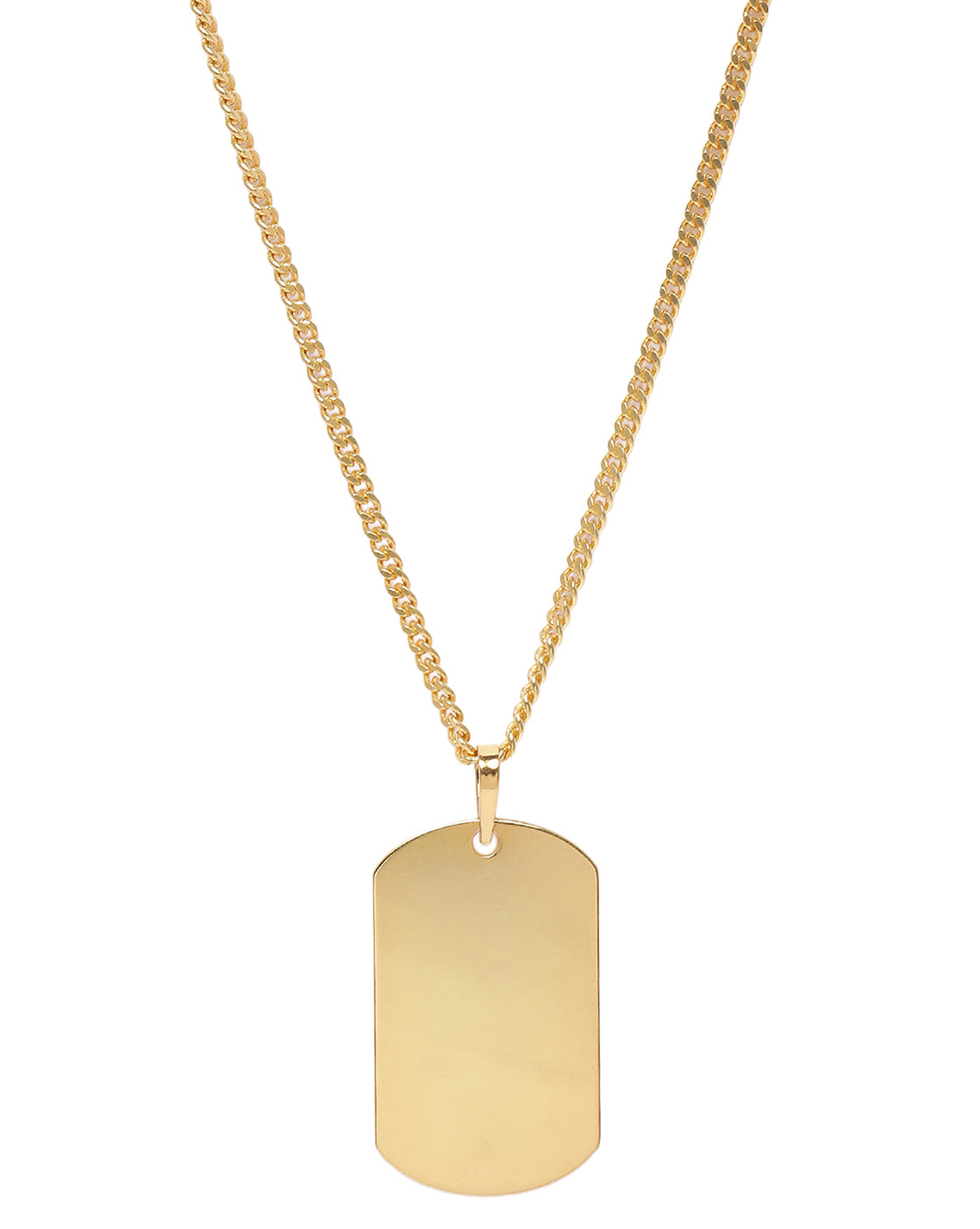 Men 18kt Gold Plated Dog Tag Pendant and Chain