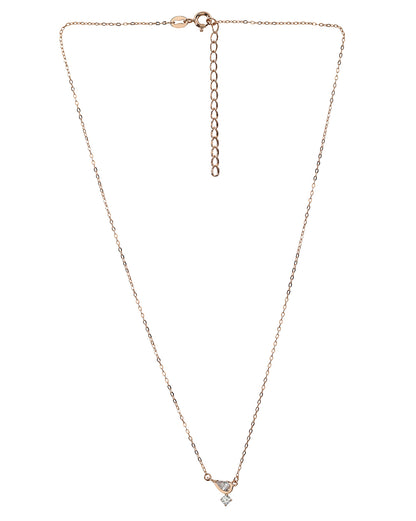925 Sterling Silver 18kt Rose Gold Plated Dangling Solitaire Contemporary Necklace