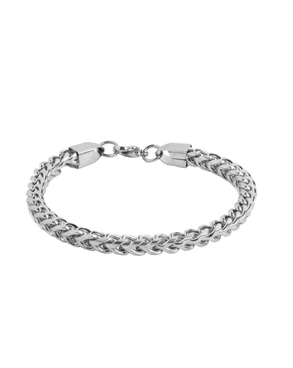 Men Silver Plated Chain Link Curb Bracelet