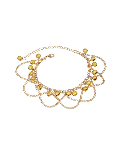 Gold Plated Dainty Layered Chain Anklet with Bells