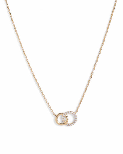 18kt Gold Plated CZ Interlocking Circle Necklace