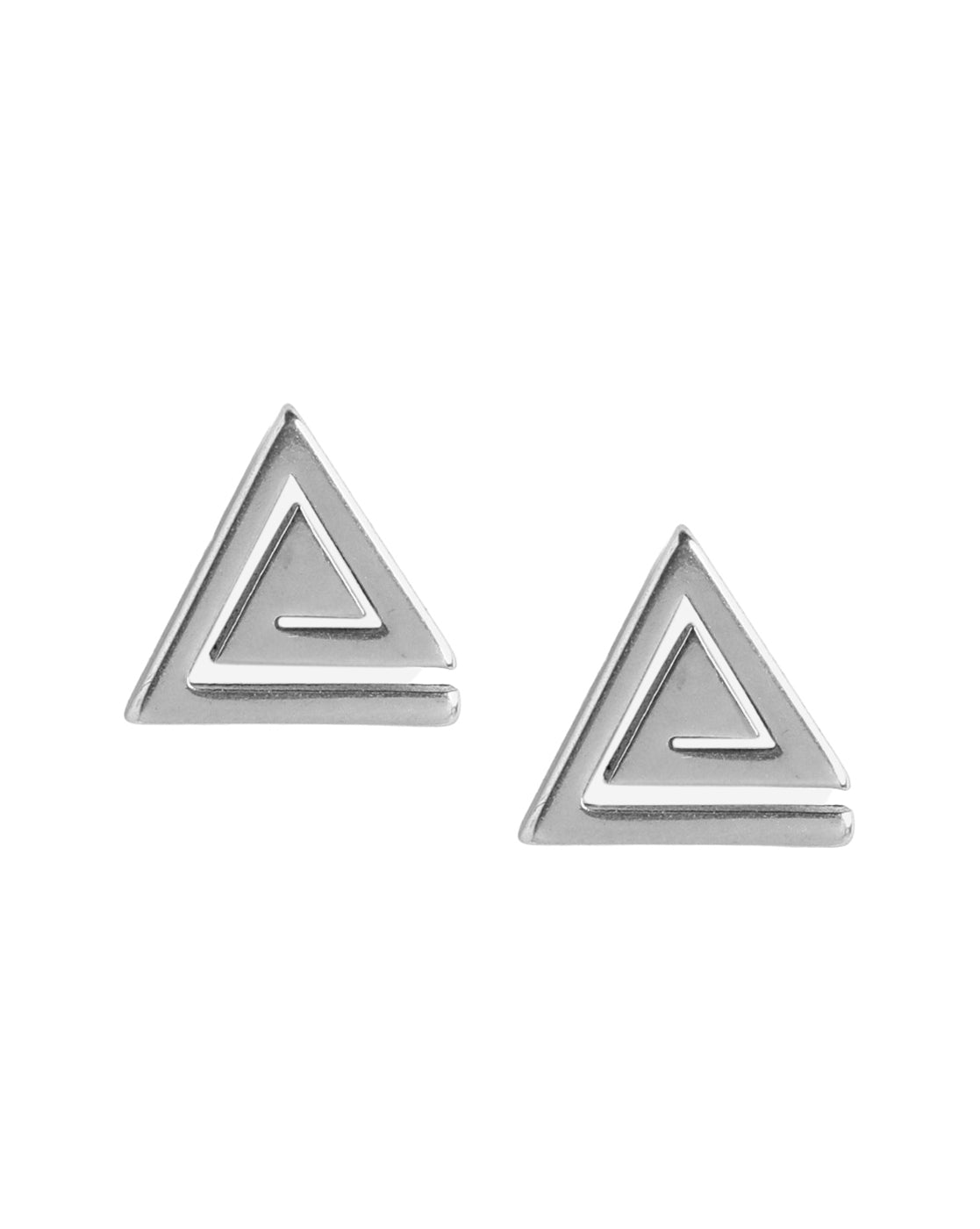 Men Silver Plated Triangular Stud Earring