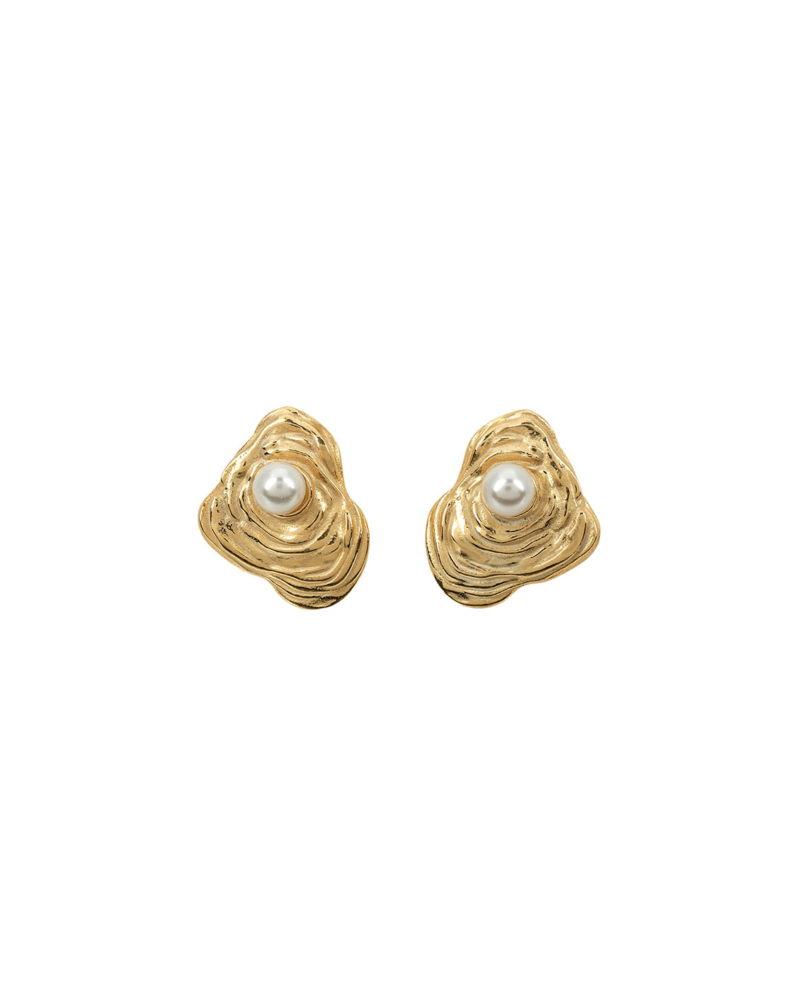 18kt Gold Plated Pearl Contemporary Petite Stud Earring