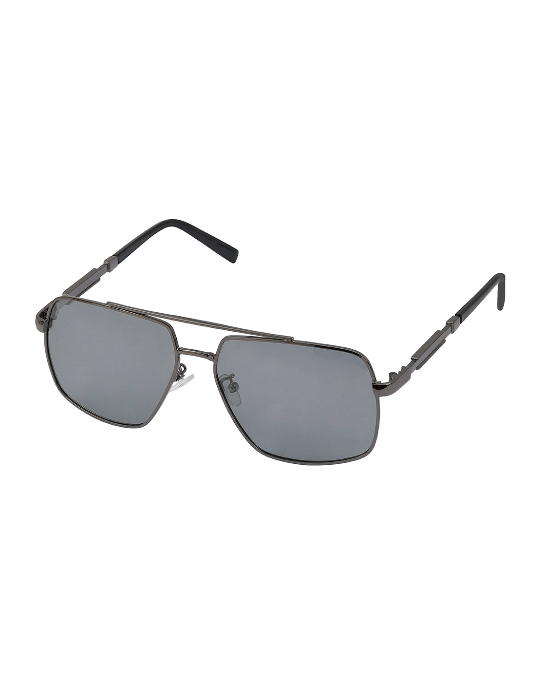 Men Metallic and Black Toned Clear Polarised Lens Rectangle Sunglasses