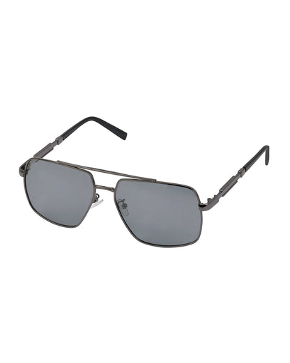 Men Metallic and Black Toned Clear Polarised Lens Rectangle Sunglasses
